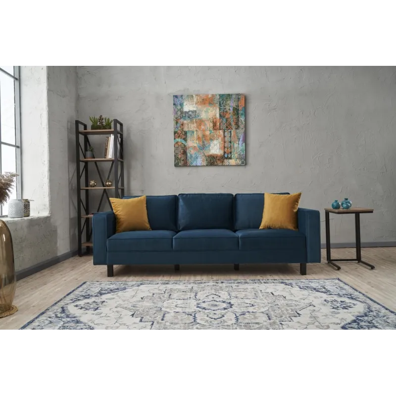 Canapea Tapitata cu 3 Locuri Kale Velvet - Oil Green 222 X 83 X 91  - 2