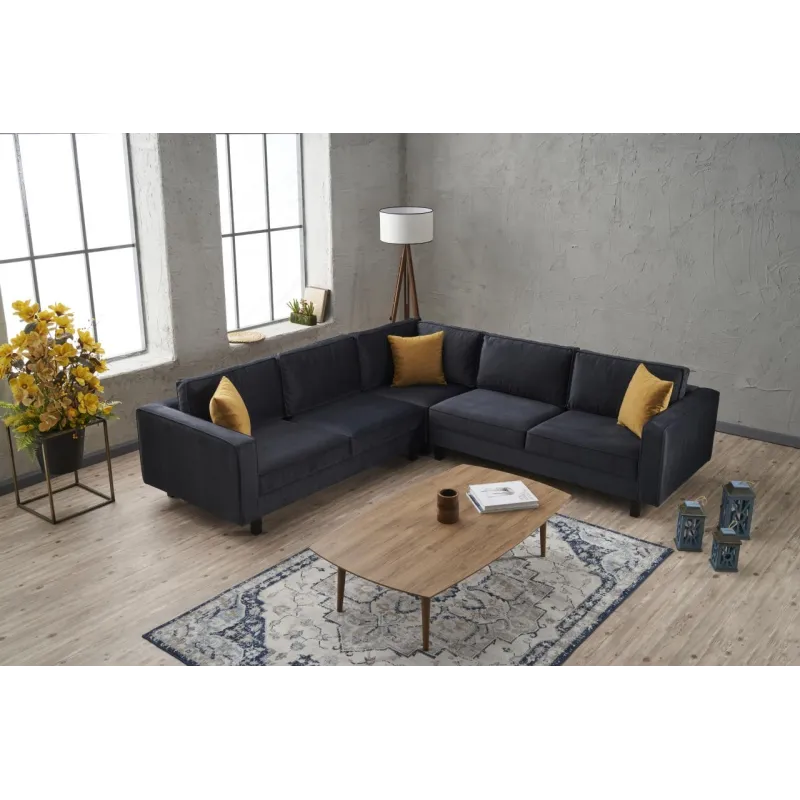 Canapea Tip Coltar Tapitat Kale Velvet - Anthracite 258 X 83 X 258  - 1