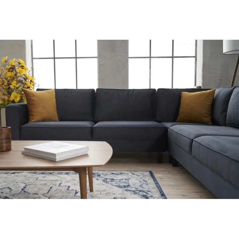 Canapea Tip Coltar Tapitat Kale Velvet - Anthracite 258 X 83 X 258  - 4