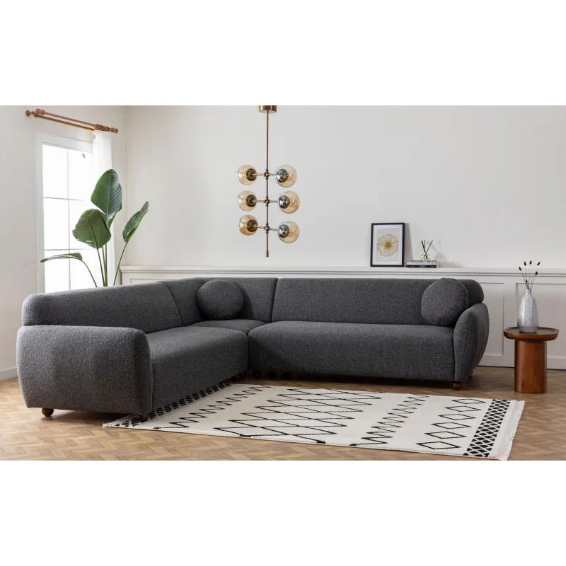 Canapea Tip Coltar Tapitat Eddy Corner 2 (3L-C-3R) - Dark Grey  - 1