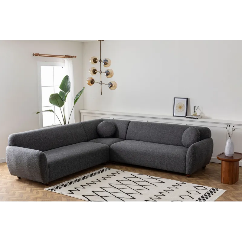 Canapea Tip Coltar Tapitat Eddy Corner 2 (3L-C-3R) - Dark Grey  - 2