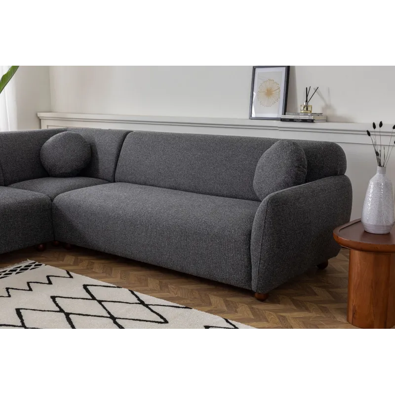 Canapea Tip Coltar Tapitat Eddy Corner 2 (3L-C-3R) - Dark Grey  - 4