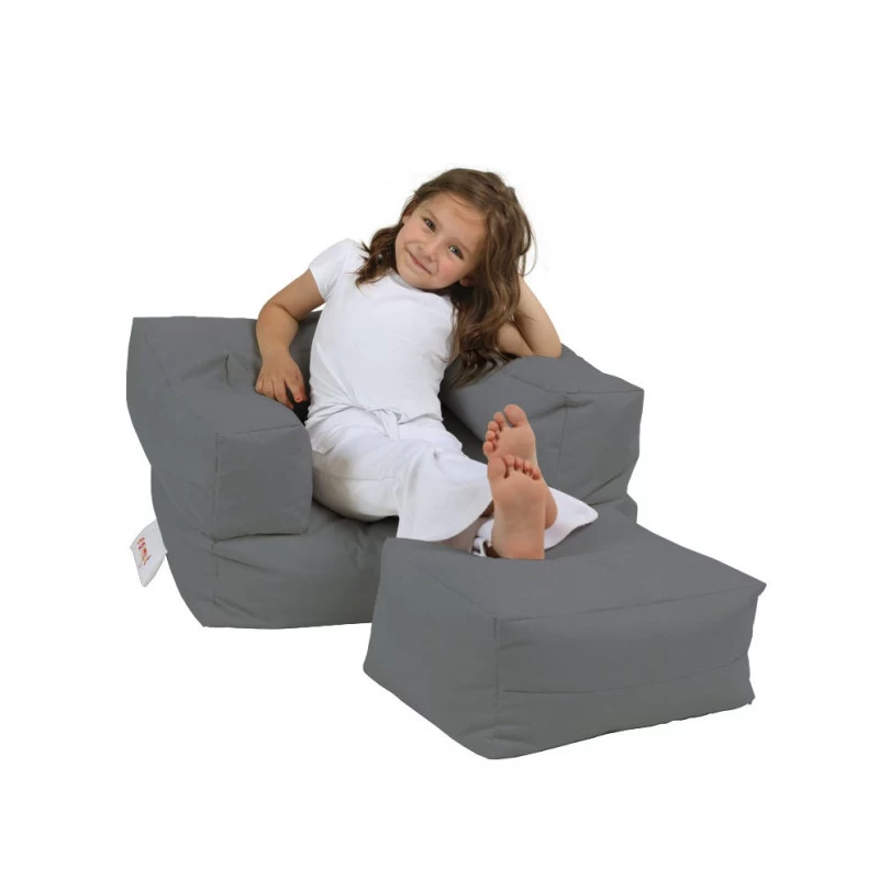 Fotoliu Puf Bean Bag cu Taburet Puf Kids Single Seat Pouffe - Fume  - 1