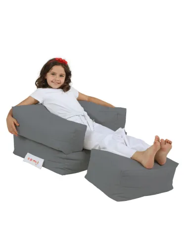 Fotoliu Puf Bean Bag cu Taburet Puf Kids Single Seat Pouffe - Fume  - 3