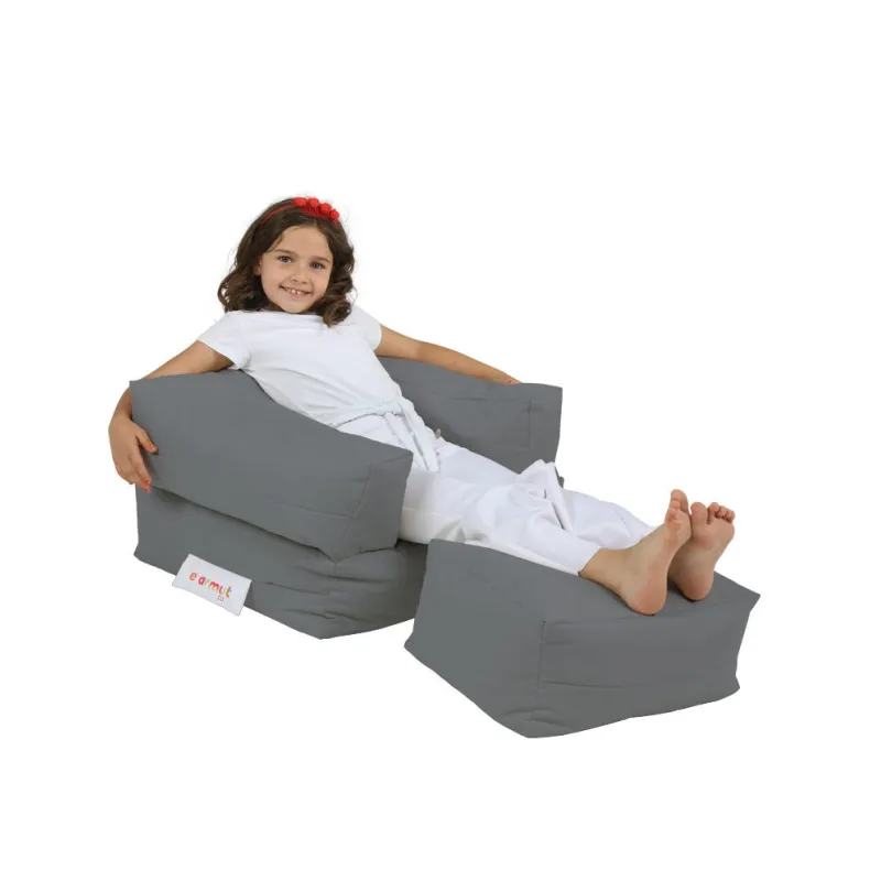 Fotoliu Puf Bean Bag cu Taburet Puf Kids Single Seat Pouffe - Fume  - 3