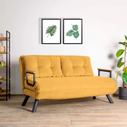 Canapea Extensibila cu 3 Locuri Sando 2-Seater - Mustard  - 1