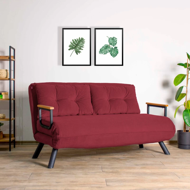 Canapea Extensibila cu 2 Locuri Sando 2-Seater - Maroon  - 1