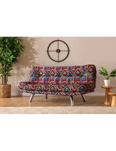 Canapea Multicolora Extensibila cu 3 Locuri Misa Small Sofabed - Patchwork - 1
