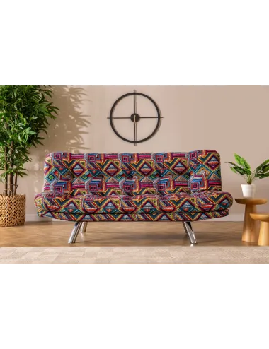 Canapea Multicolora Extensibila cu 3 Locuri Misa Small Sofabed - Patchwork - 2