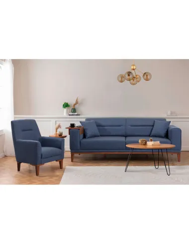 Set Canapea si Fotoliu 2 piese Liones 1048 - Dark Blue - 1