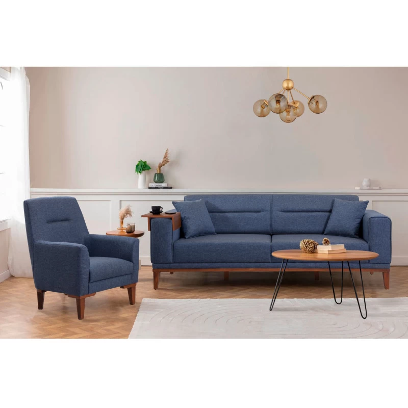 Set Canapea si Fotoliu 2 piese Liones 1048 - Dark Blue  - 1