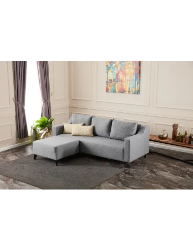 Canapea Tip Coltar Tapitat cu Taburet Doga - Grey - 2