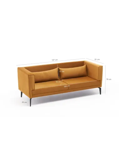 Canapea cu 3 Locuri Tapitata Ardosa - Tan 197 X 76 X 81  - 5