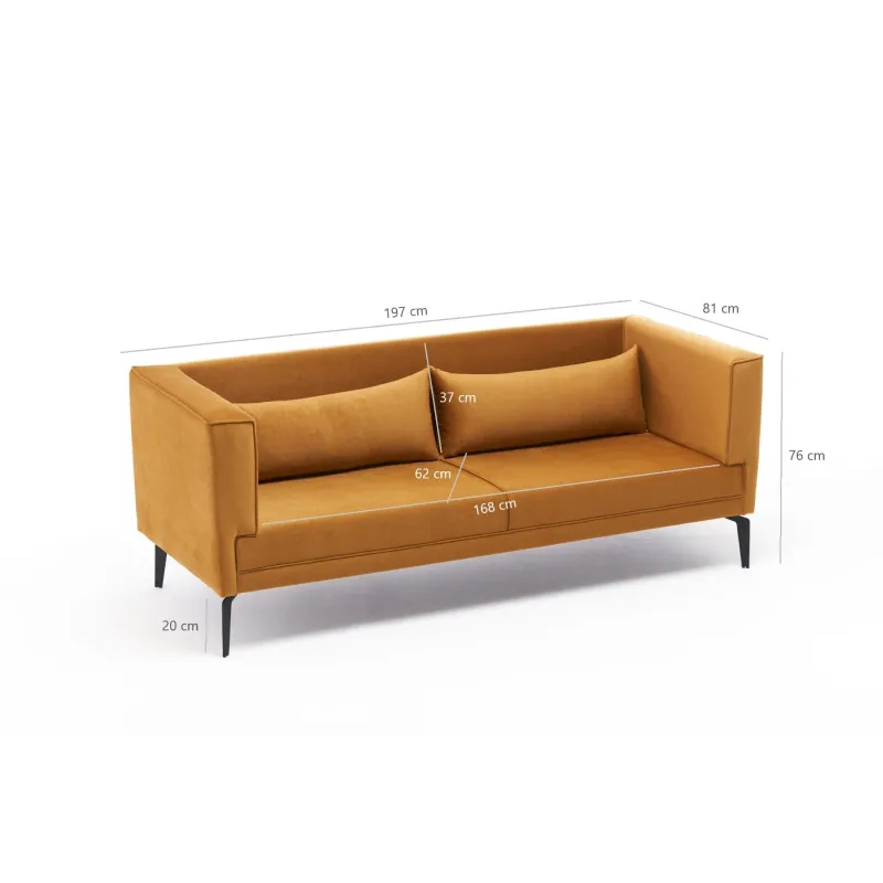 Canapea cu 3 Locuri Tapitata Ardosa - Tan 197 X 76 X 81  - 5
