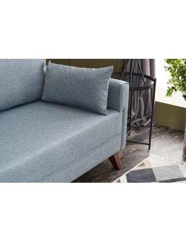 Canapea Extensibila cu 3 Locuri Tapitata Bella Soft Yataklı uclu Koltuk - Blue  - 4
