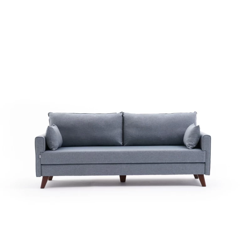 Canapea Extensibila cu 3 Locuri Tapitata Bella Soft Yataklı uclu Koltuk - Blue  - 5