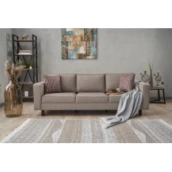 Canapea cu 3 Locuri Kale Linen - Cream 222 X 83 X 91 - 1
