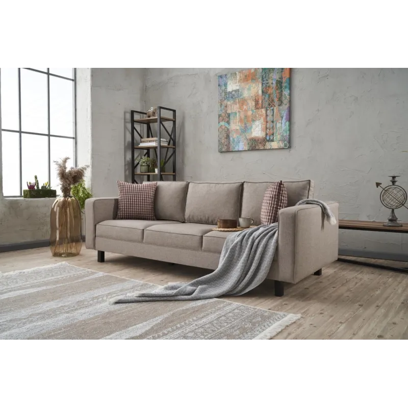 Canapea cu 3 Locuri Kale Linen - Cream 222 X 83 X 91  - 2
