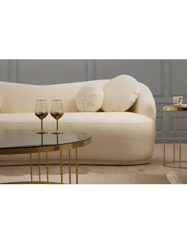 Canapea cu 3 Locuri Ancona - Cream 225 X 76 X 98  - 2
