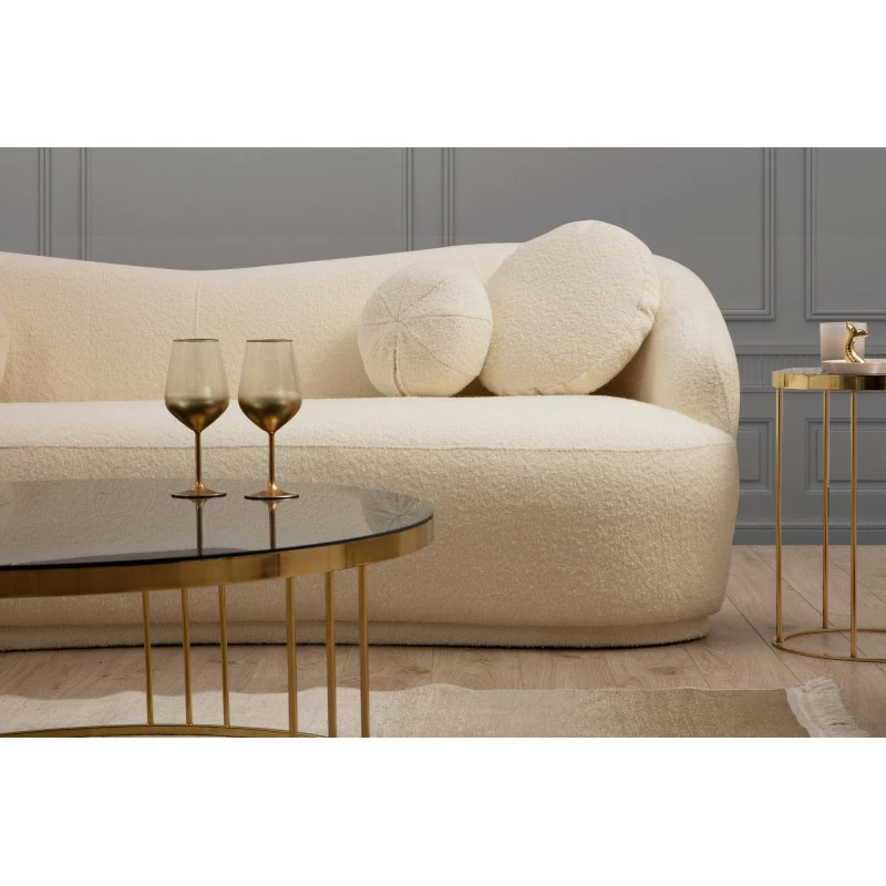 Canapea cu 3 Locuri Ancona - Cream 225 X 76 X 98  - 2