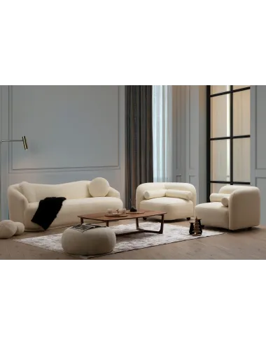 Canapea cu 3 Locuri Ancona - Cream 225 X 76 X 98  - 4