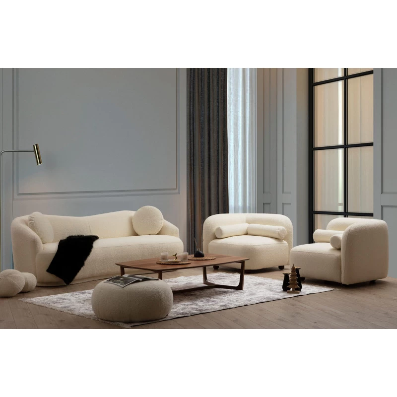 Canapea cu 3 Locuri Ancona - Cream 225 X 76 X 98  - 4