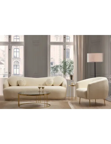Canapea cu 3 Locuri Ancona - Cream 225 X 76 X 98  - 6