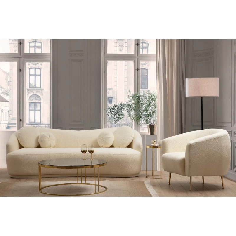Canapea cu 3 Locuri Ancona - Cream 225 X 76 X 98  - 6