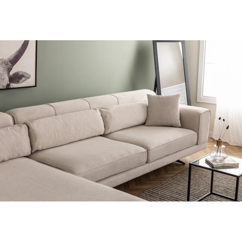 Canapea Tip Coltar cu Spatar Reglabil Jivago Corner Left (Chl-2R) - Beige  - 4