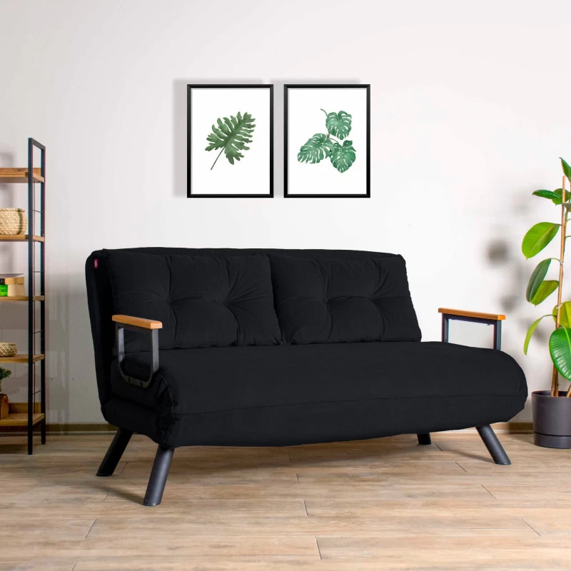 Canapea Extensibila cu 2 Locuri Sando 2-Seater - Black  - 1