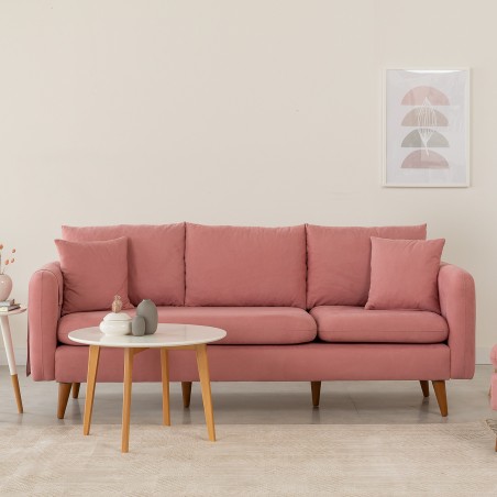Canapea cu 3 Locuri Sofia - Pink 215 X 91 X 85 - 1
