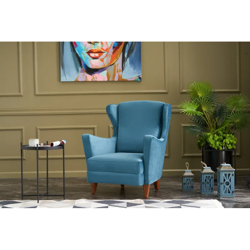 Fotoliu Tapitat Lola Berjer - Turquoise 77 X 98 X 80  - 2