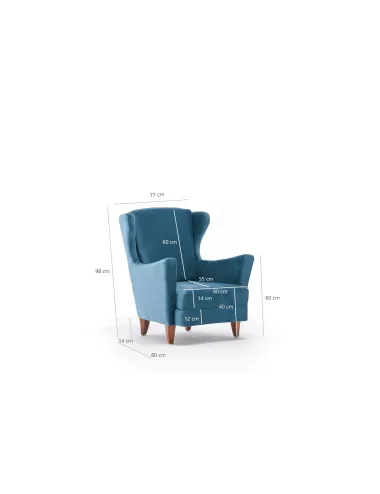 Fotoliu Tapitat Lola Berjer - Turquoise 77 X 98 X 80  - 6
