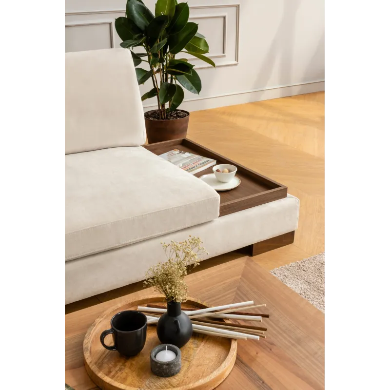 Canapea Tip Coltar cu Suport Cafea Tulip Corner Left Without Pouf - Beige  - 5