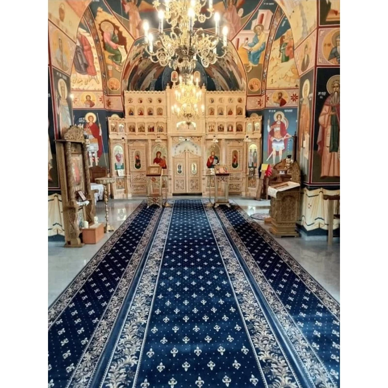 Traversa bisericească albastru crin imperial și lauri  - 2