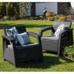 Fotolii pentru gradina, set 2 bucati, gri  - 3