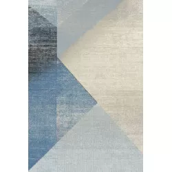 Covor lana Wido albastru forme geometrice - 1