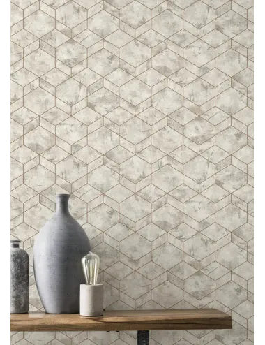 Tapet geometric argintiu Rasch 649642 - 1