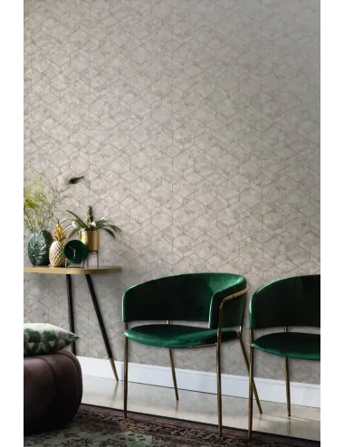 Tapet geometric argintiu Rasch 649642 - 2