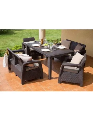 Set mobilier pentru terasa, maro - 1