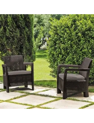 Set mobilier gradina graphite, 2 fotolii, canapea, masuta - 3