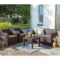 Set mobilier gradina ratan, maro - 1