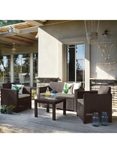 Set mobilier gradina ratan, maro  - 2
