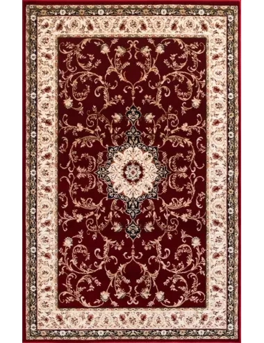 Covor cu medalion model clasic rosu cu crem