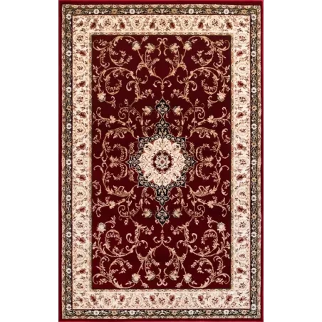 Covor cu medalion model clasic rosu cu crem