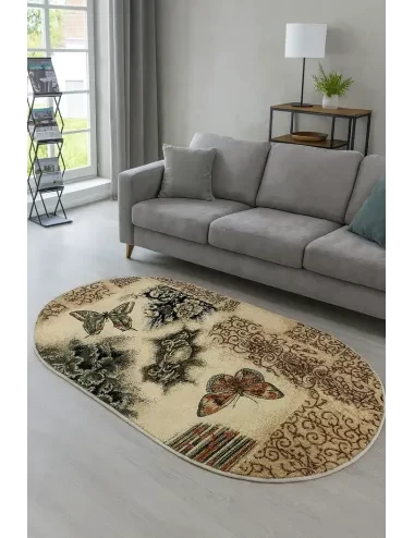 Covor modern oval model fluturi pentru dormitor sau sufragerie