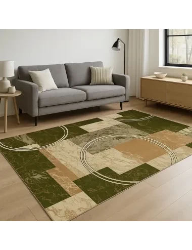 Covor modern verde olive 15001