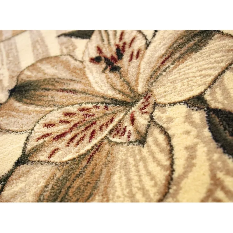 Covor nuante maro cu flori  - 2