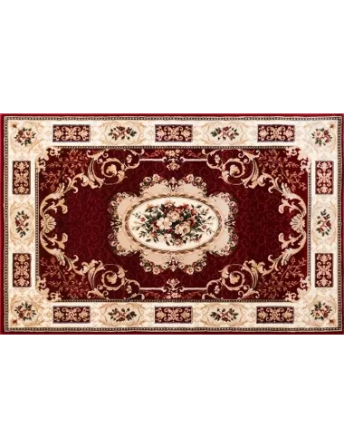 Covor rosu cu flori pentru living diverse dimensiuni