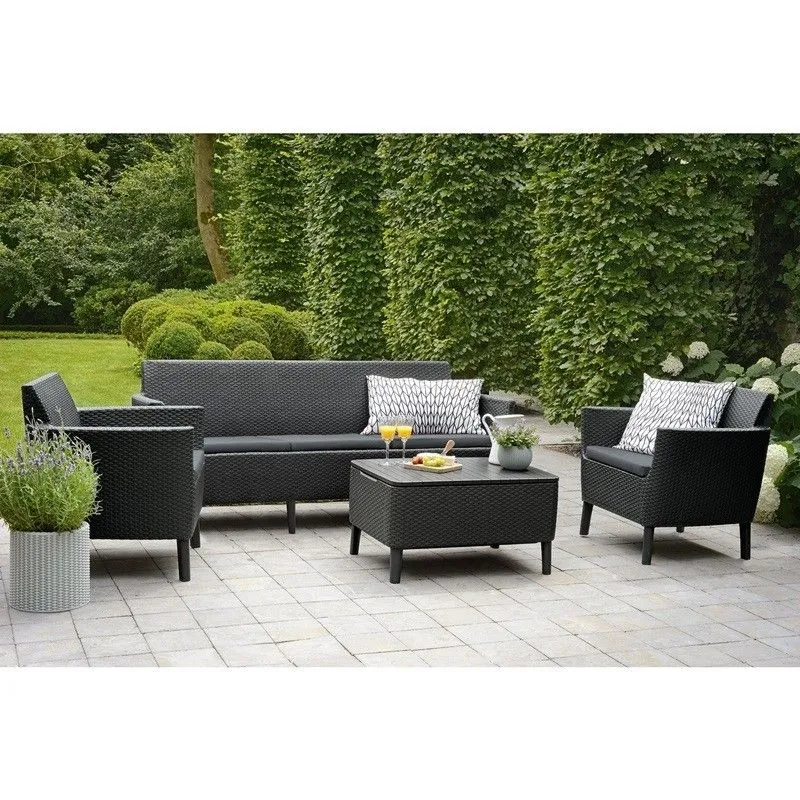 Set mobilier pentru gradina, 5 locuri, grafit  - 2